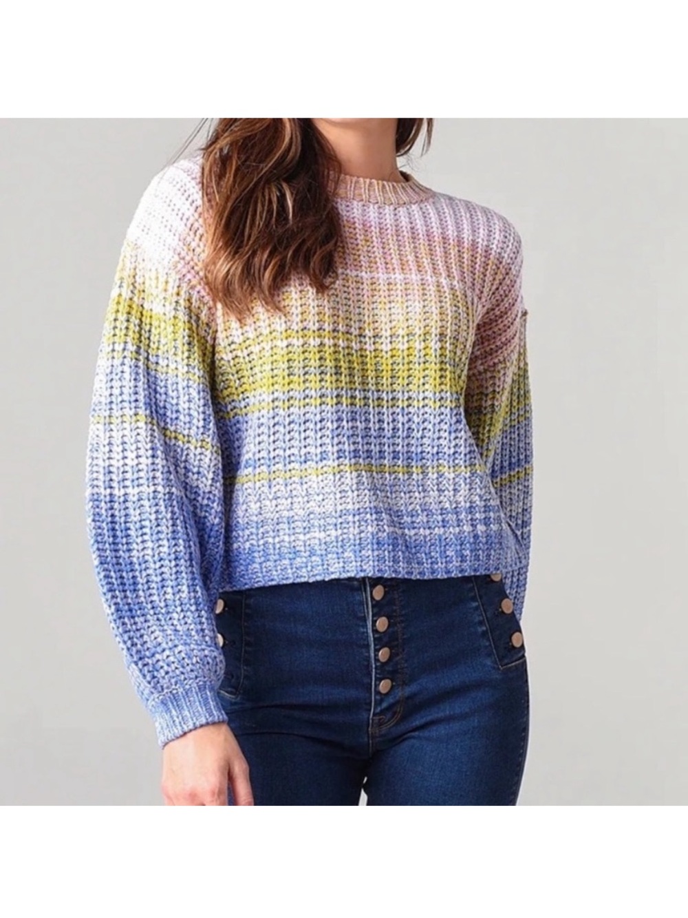 525 American Mixed Marl Pullover Sweater Size XL Ombre Rainbow Knit New